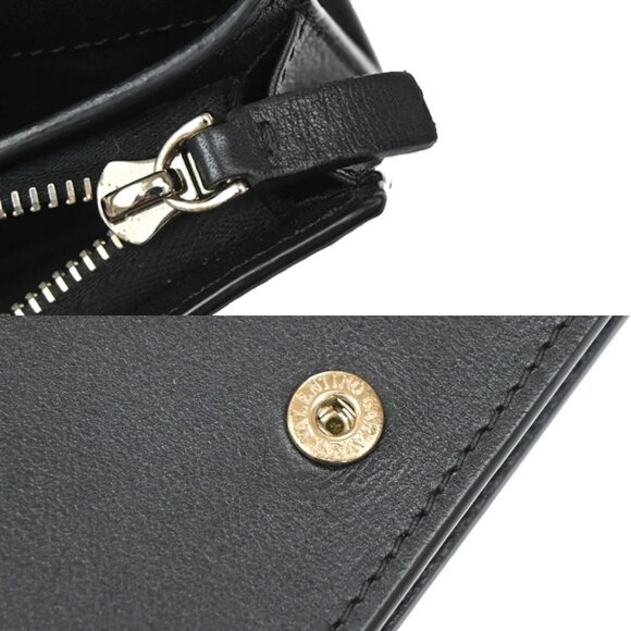 VALENTINO Logo Studs Compact Bifold Wallet Purse Leather Black GHW Italy 69KB160 - Picture 12 of 12